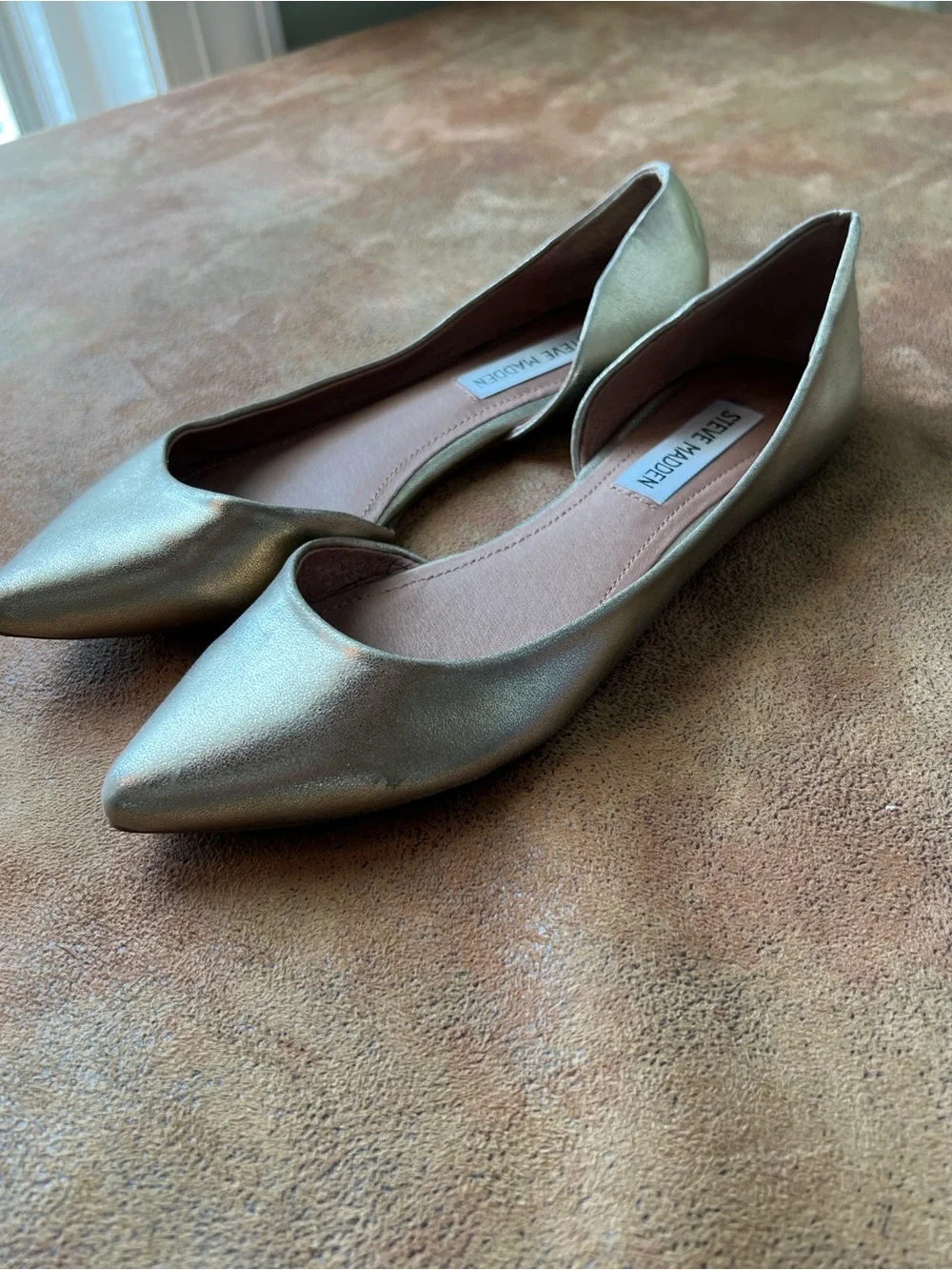 Steve Madden Metallic Gold Pointed D'Orsay Flats